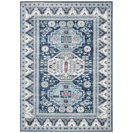 Safavieh 5 ft. 3 in. x 7 ft. 6 in. Kazak 100 Rectangle Rug Blue & Creme KZK118D-5